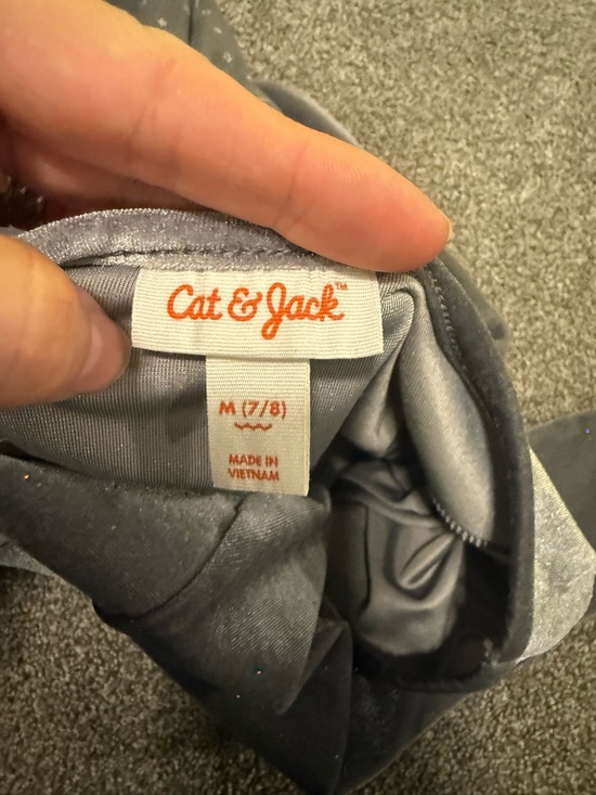 Cat & Jack Sparkly Silver Velvet Dress Sz M (7/8) - Picture 6 of 6